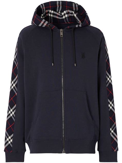 burberry vintage check lined zip-front hoodie|Burberry sweater men's hoodie.